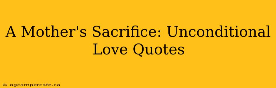 A Mother's Sacrifice: Unconditional Love Quotes