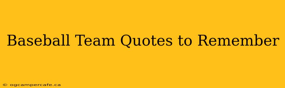 Baseball Team Quotes to Remember