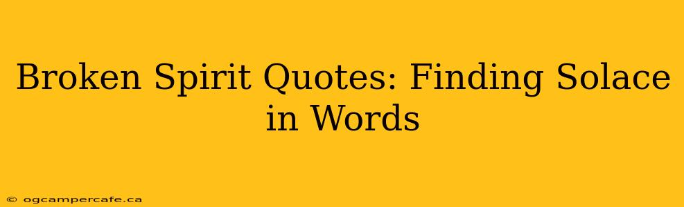 Broken Spirit Quotes: Finding Solace in Words