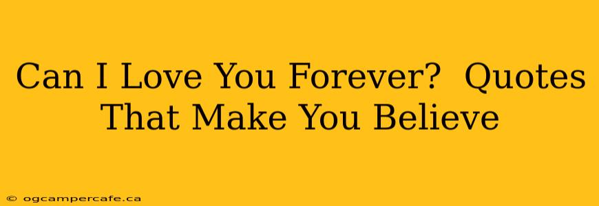 Can I Love You Forever?  Quotes That Make You Believe