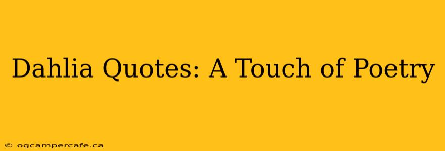 Dahlia Quotes: A Touch of Poetry