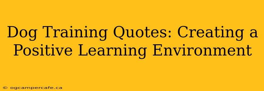 Dog Training Quotes: Creating a Positive Learning Environment