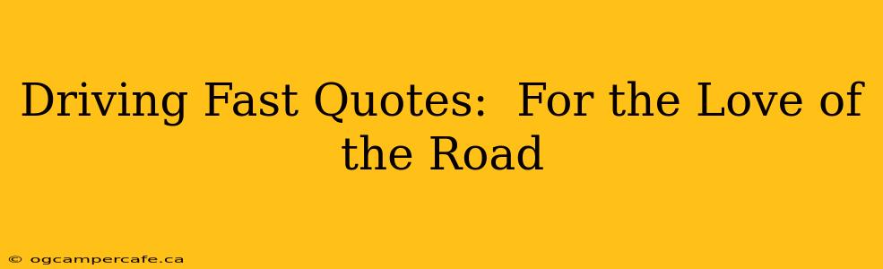 Driving Fast Quotes:  For the Love of the Road