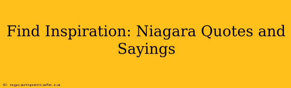Find Inspiration: Niagara Quotes and Sayings