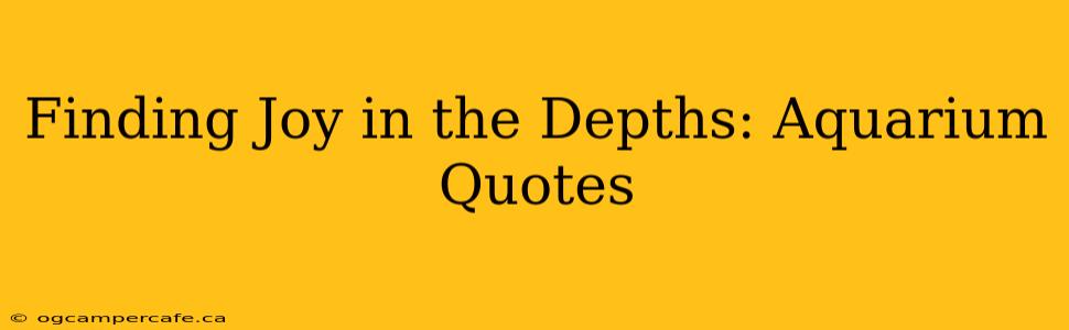 Finding Joy in the Depths: Aquarium Quotes