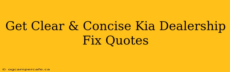 Get Clear & Concise Kia Dealership Fix Quotes