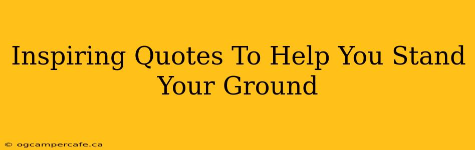 Inspiring Quotes To Help You Stand Your Ground