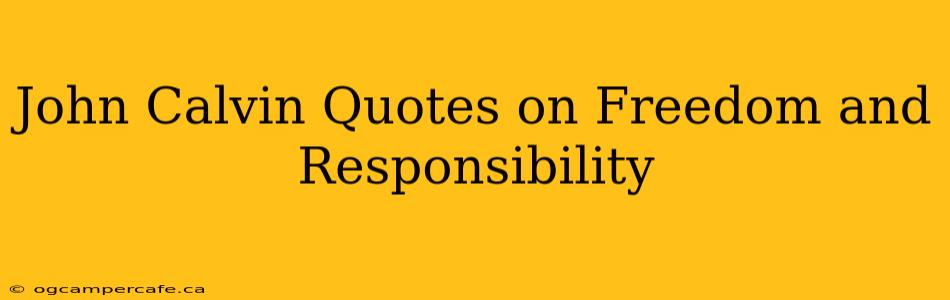 John Calvin Quotes on Freedom and Responsibility