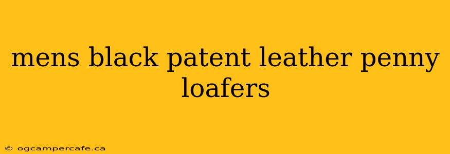 mens black patent leather penny loafers