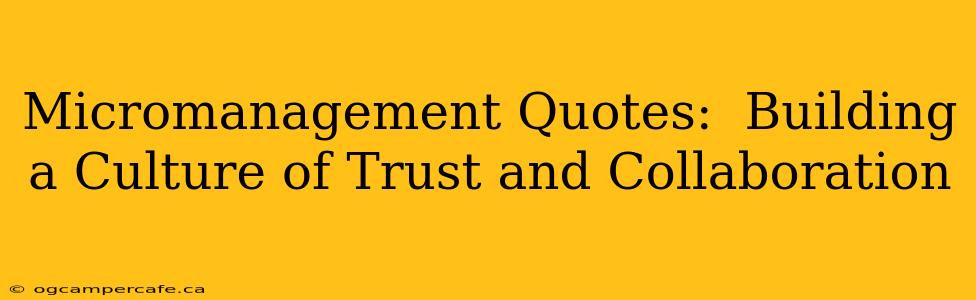 Micromanagement Quotes:  Building a Culture of Trust and Collaboration