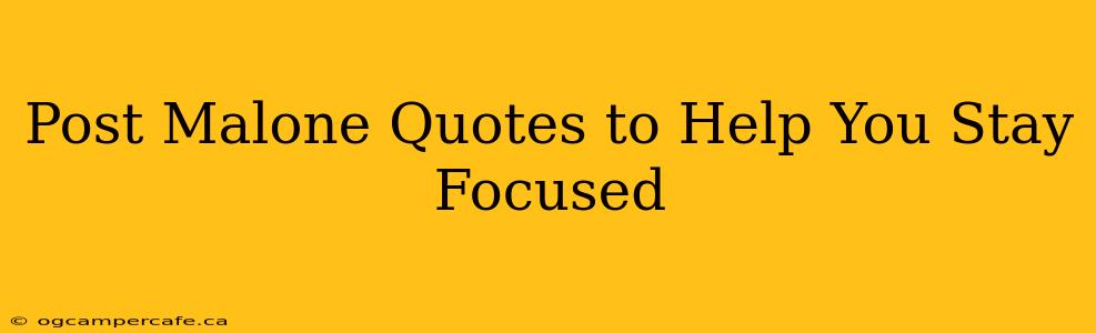 Post Malone Quotes to Help You Stay Focused