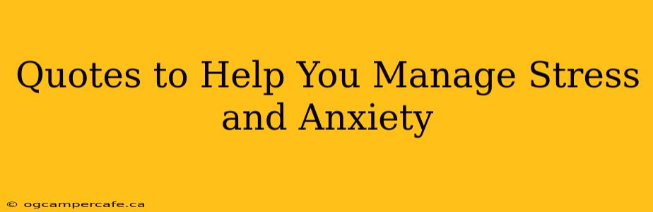 Quotes to Help You Manage Stress and Anxiety