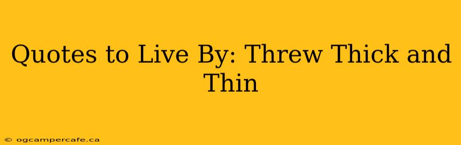 Quotes to Live By: Threw Thick and Thin