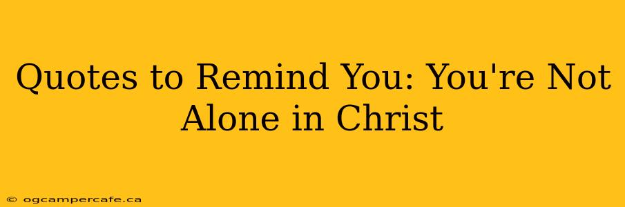 Quotes to Remind You: You're Not Alone in Christ