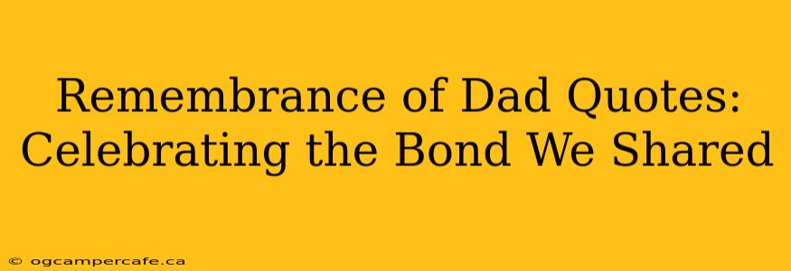 Remembrance of Dad Quotes: Celebrating the Bond We Shared