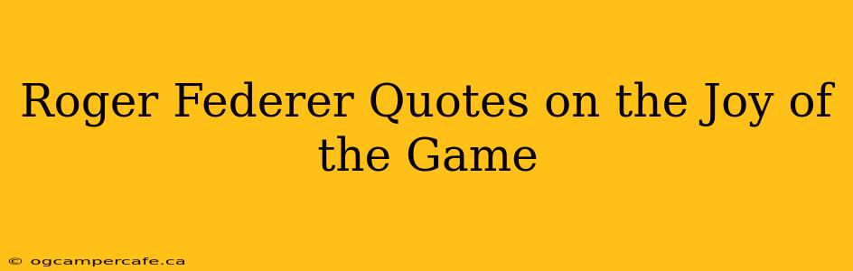 Roger Federer Quotes on the Joy of the Game