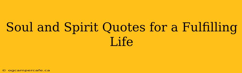 Soul and Spirit Quotes for a Fulfilling Life