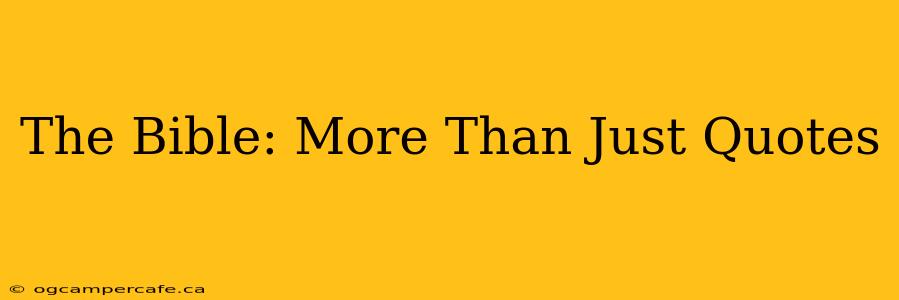 The Bible: More Than Just Quotes