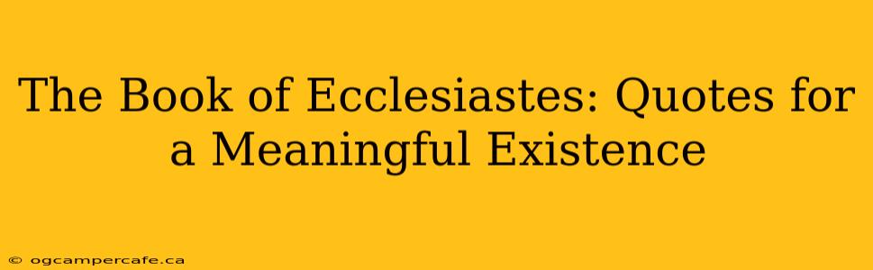 The Book of Ecclesiastes: Quotes for a Meaningful Existence