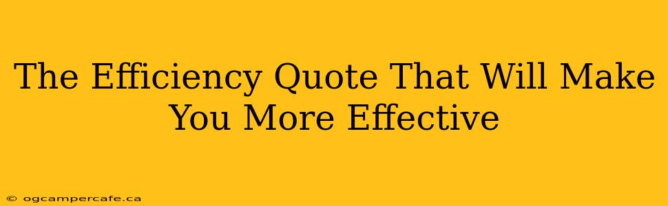 The Efficiency Quote That Will Make You More Effective