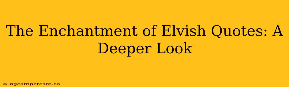 The Enchantment of Elvish Quotes: A Deeper Look