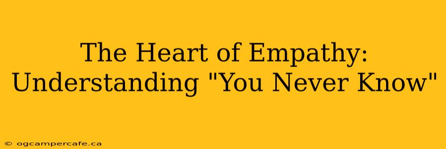 The Heart of Empathy: Understanding "You Never Know"