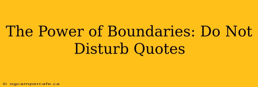 The Power of Boundaries: Do Not Disturb Quotes