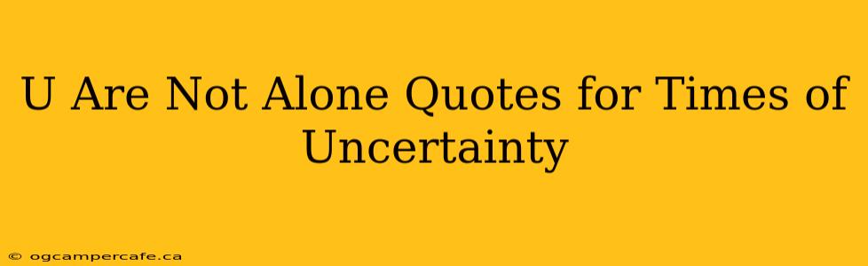 U Are Not Alone Quotes for Times of Uncertainty